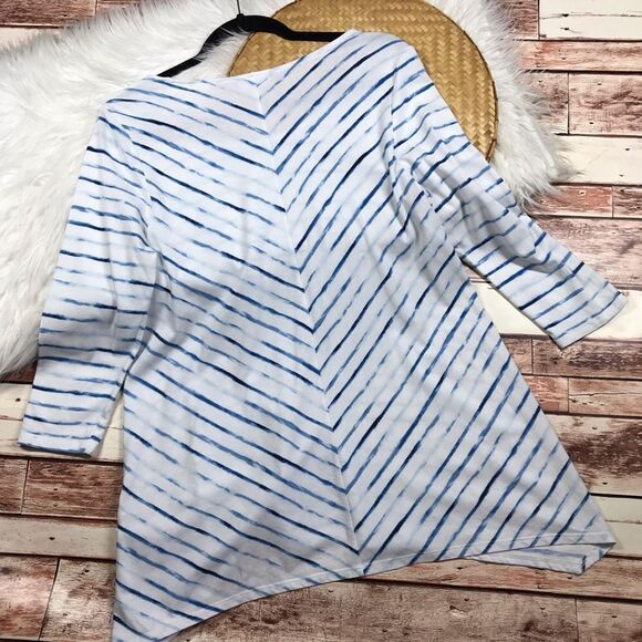j. Jill shark‎ bite tunic blouse blue stripe detail - Picture 6 of 6